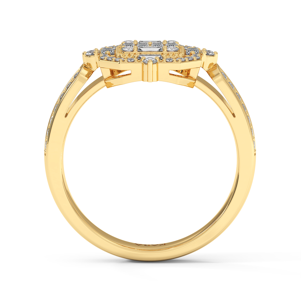 Ring with 0.24 ct Baget Diamonds and 0.33 ct round diamonds