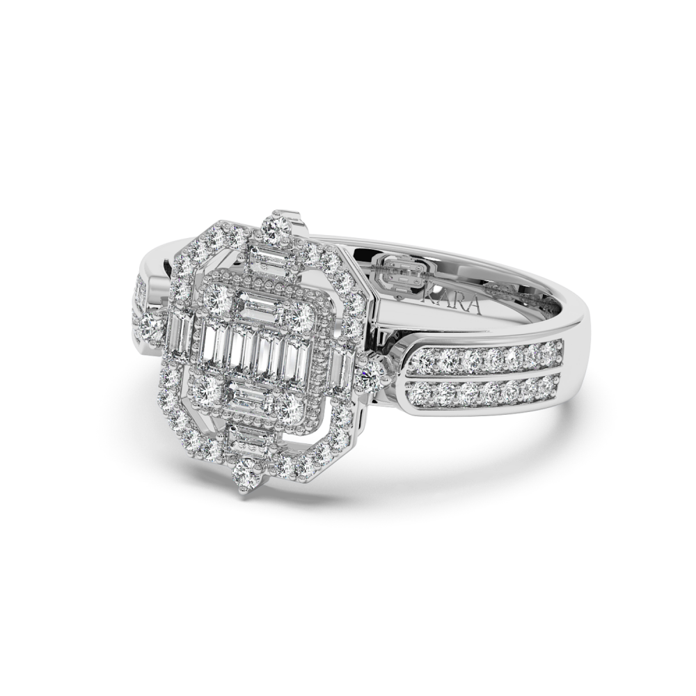Ring with 0.24 ct Baget Diamonds and 0.33 ct round diamonds