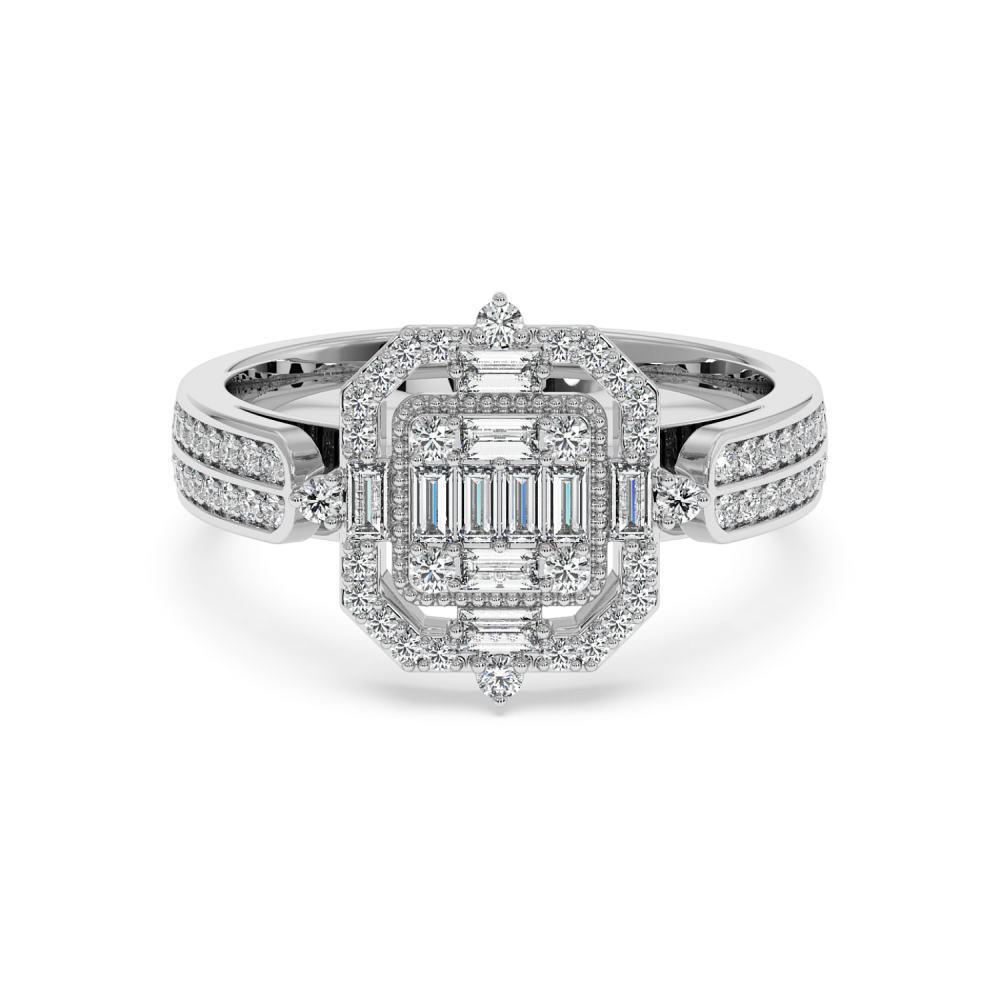 Ring with 0.24 ct Baget Diamonds and 0.33 ct round diamonds
