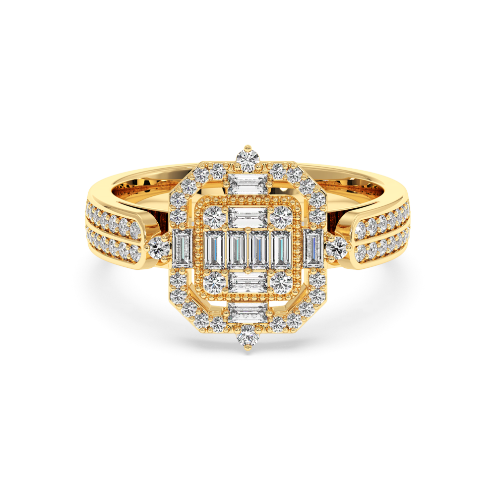 Ring with 0.24 ct Baget Diamonds and 0.33 ct round diamonds