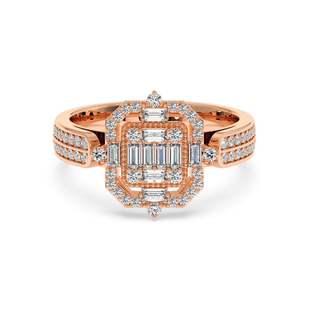 Ring with 0.24 ct Baget Diamonds and 0.33 ct round diamonds
