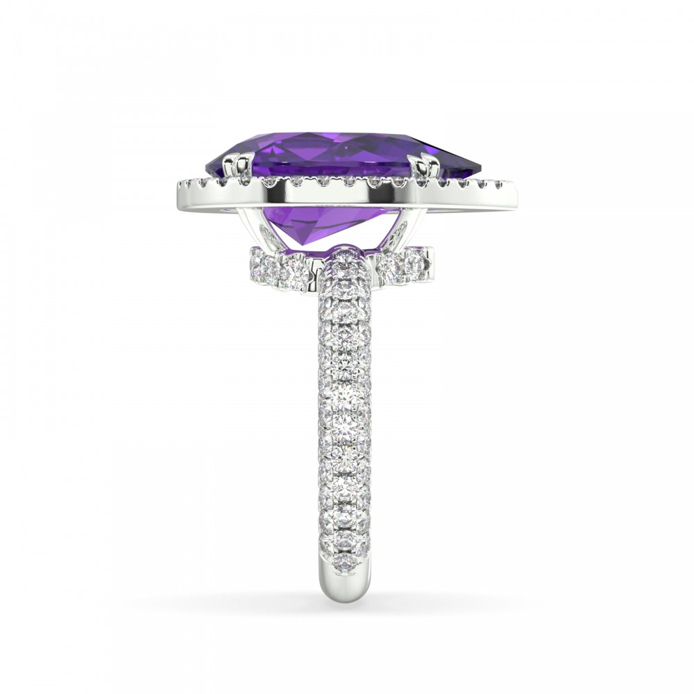 Ring with 1.33 ct Diamonds and 7 ct Amethyst