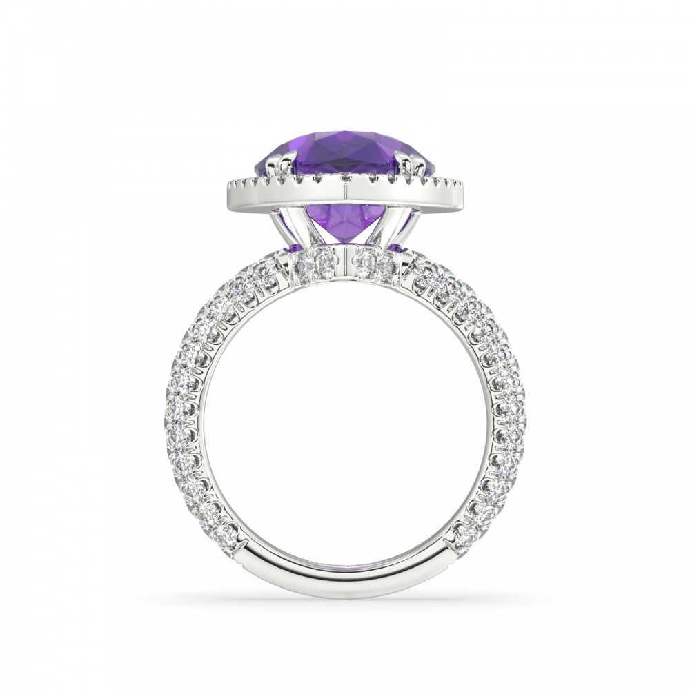 Ring with 1.33 ct Diamonds and 7 ct Amethyst