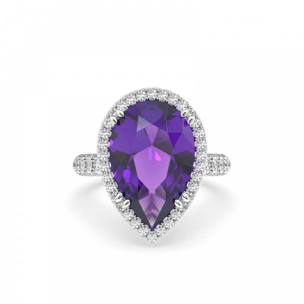 Ring with 1.33 ct Diamonds and 7 ct Amethyst