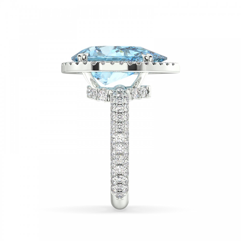 Ring with 1.33 ct Diamonds and 7 ct Aquamarine