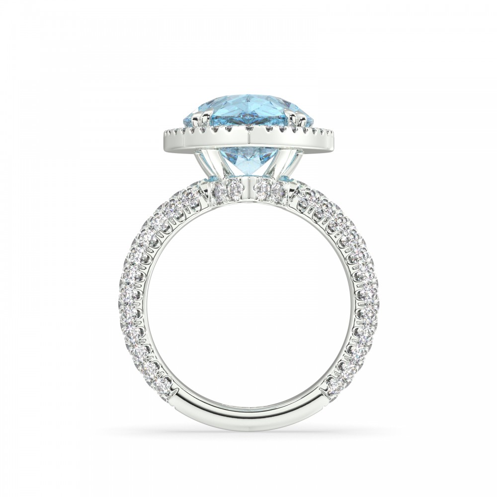 Ring with 1.33 ct Diamonds and 7 ct Aquamarine