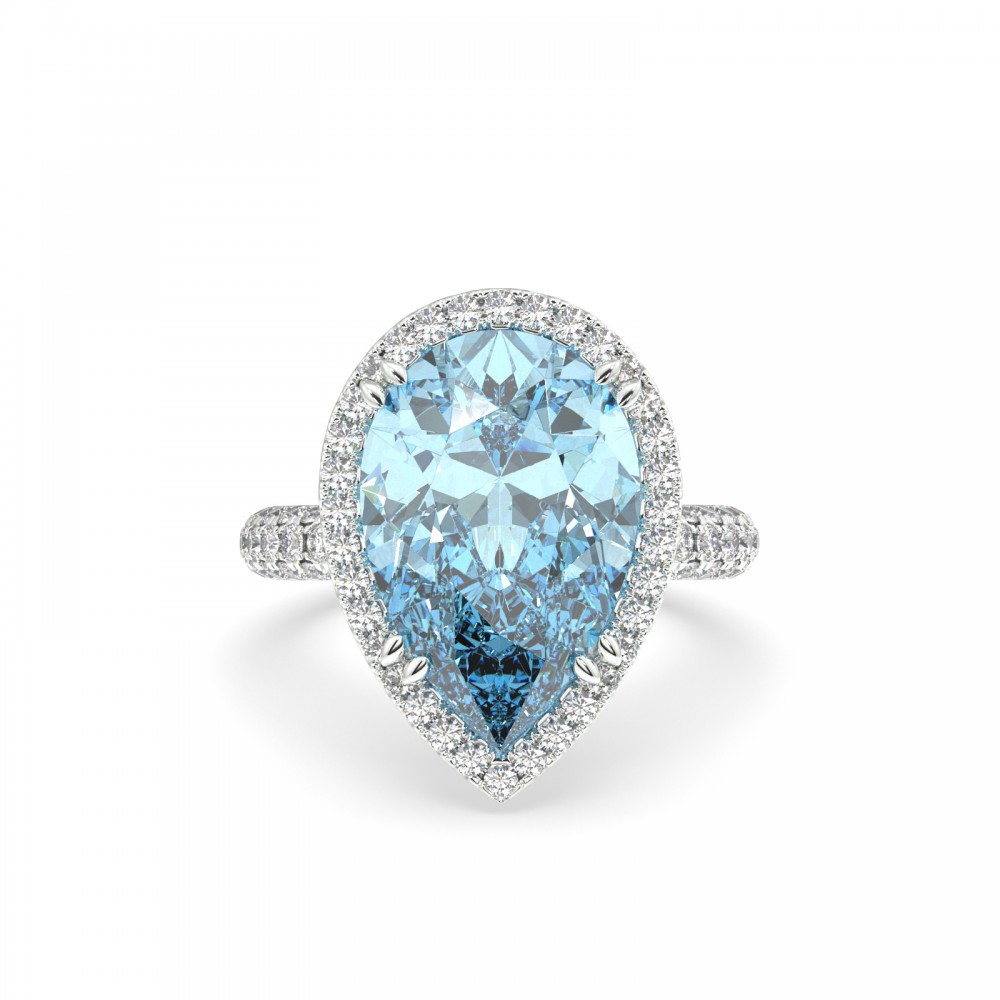 Ring with 1.33 ct Diamonds and 7 ct Aquamarine