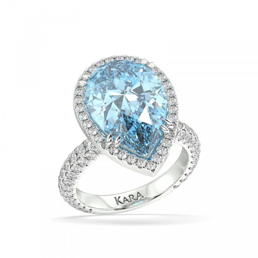 Ring with 1.33 ct Diamonds and 7 ct Aquamarine