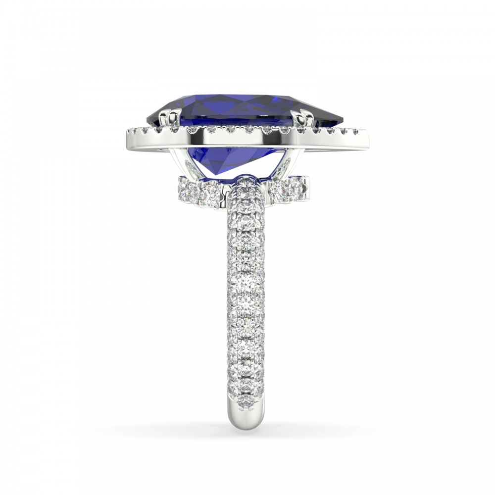 Ring with 1.33 ct. diamonds and 7 ct. Blue Quartz