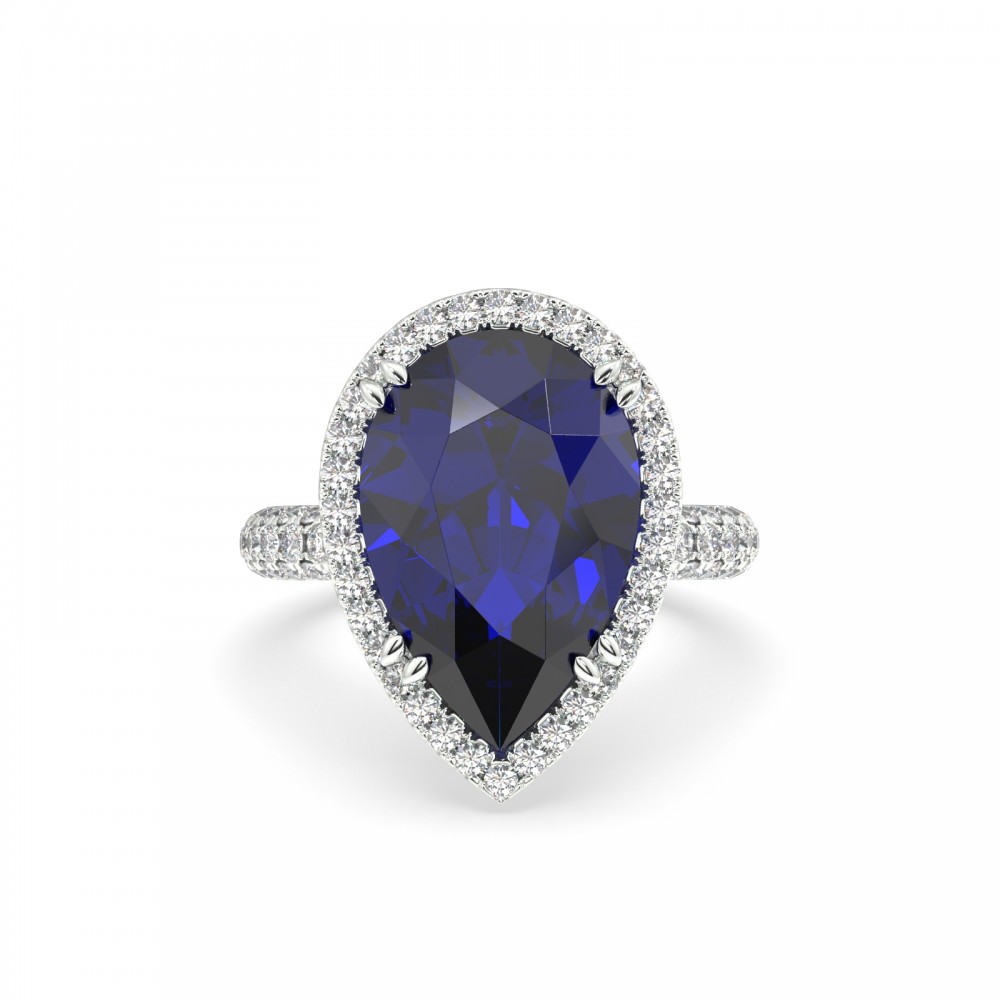 Ring with 1.33 ct. diamonds and 7 ct. Blue Quartz
