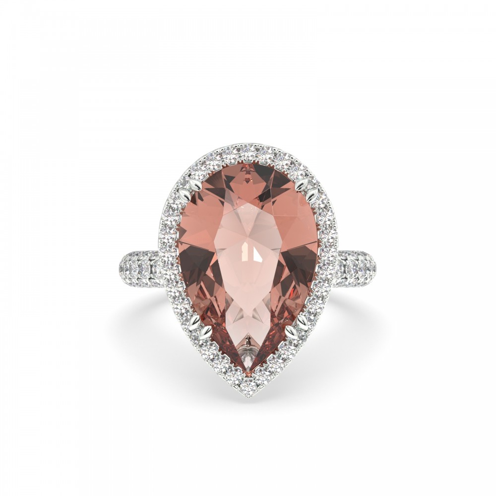 Ring with 1.33 ct Diamonds and 7 ct Smoky Quartz