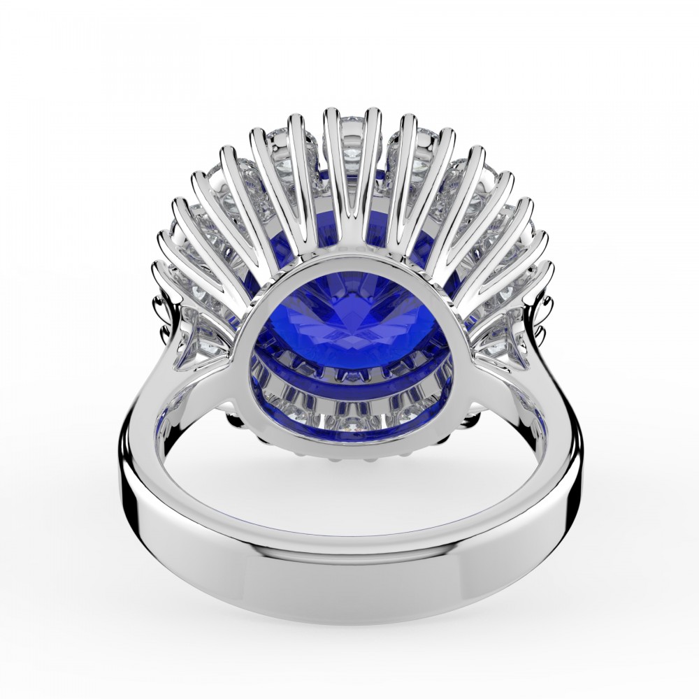 Ring with 1.39 ct diamonds and 9.58 ct Tanzanite