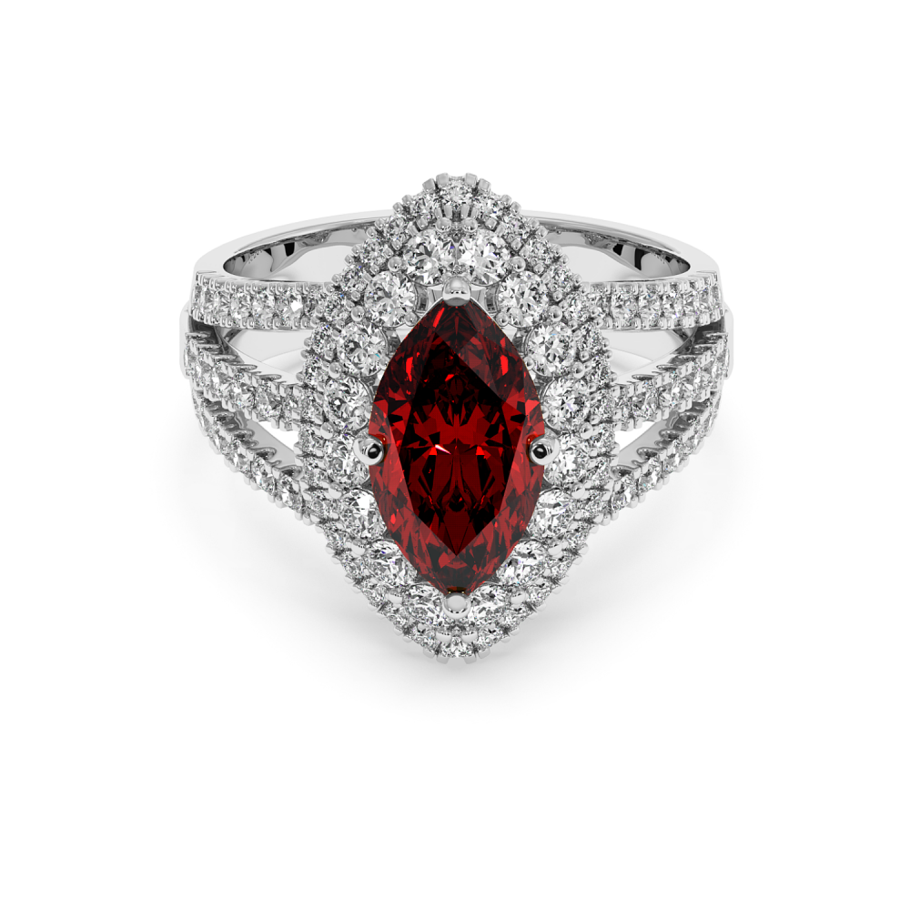 Ring with 1.41 ct. Diamonds and 1.50 ct. Ruby