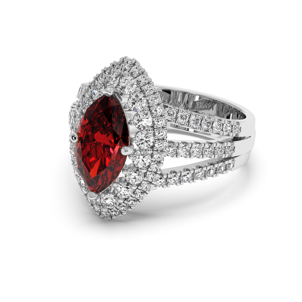Ring with 1.41 ct. Diamonds and 1.50 ct. Ruby
