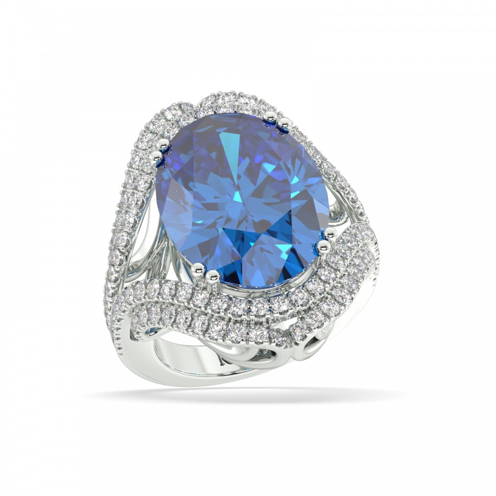 Ring with 1.41 ct diamonds and 13.31 ct Tanzanite