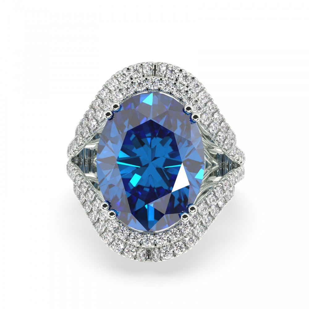 Ring with 1.41 ct diamonds and 13.31 ct Tanzanite