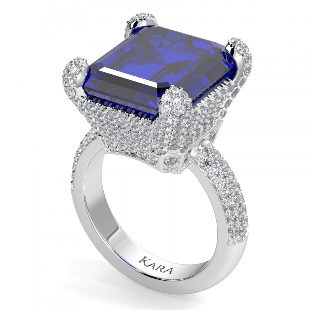 Ring with 1.49 ct diamonds and 12.42 ct Tanzanite