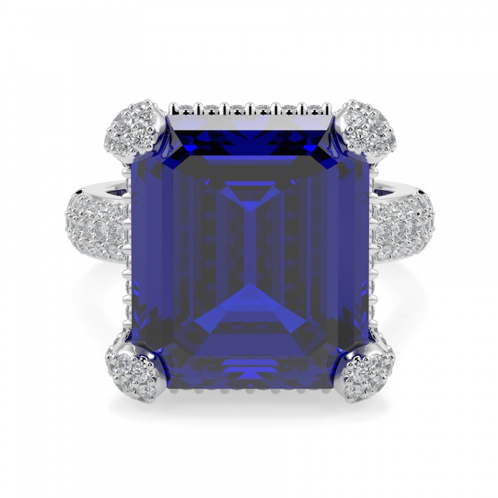 Ring with 1.49 ct diamonds and 12.42 ct Tanzanite