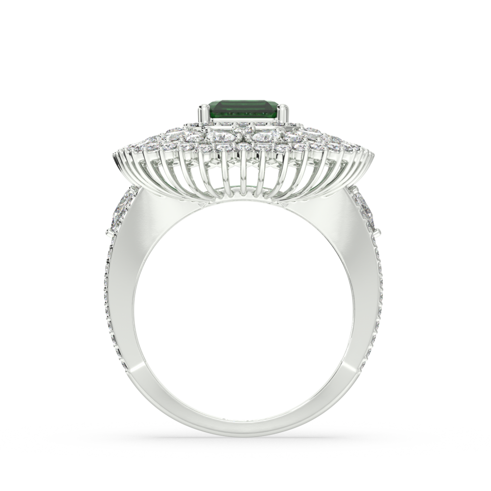 Ring with 1.62 ct. Diamonds and 1.56 ct. Emerald