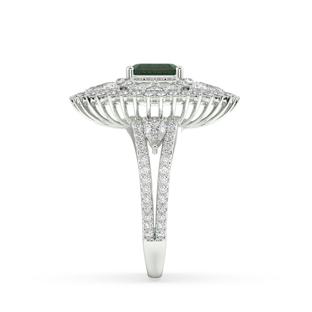 Ring with 1.62 ct. Diamonds and 1.56 ct. Emerald