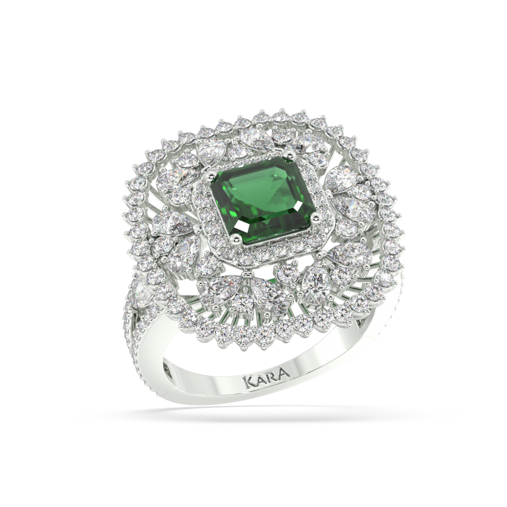 Ring with 1.62 ct. Diamonds and 1.56 ct. Emerald