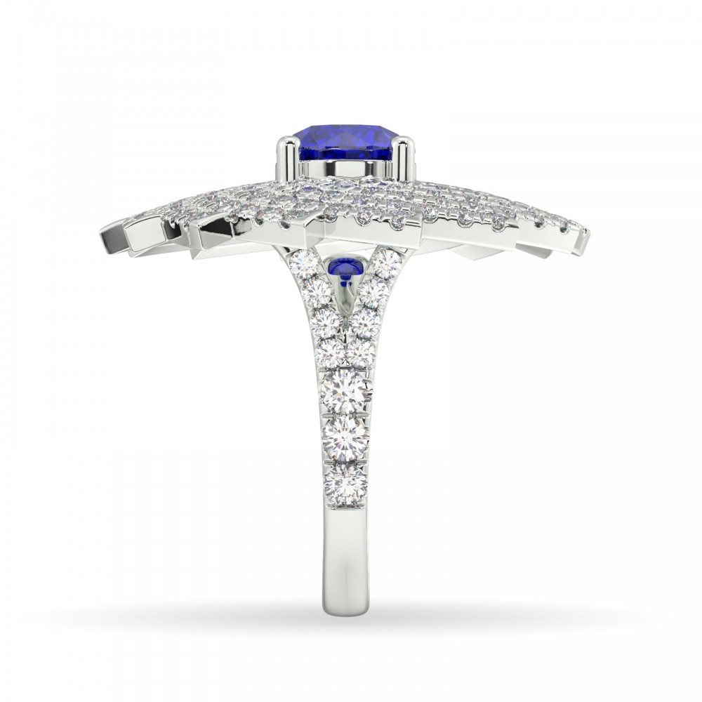 Ring with 2.20 ct Diamonds and 1.57 ct Tanzanite