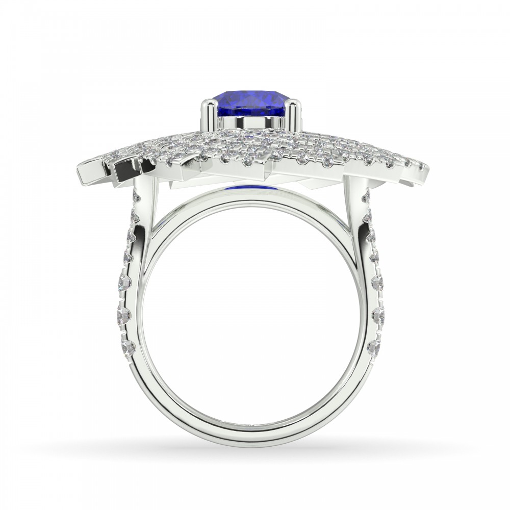 Ring with 2.20 ct Diamonds and 1.57 ct Tanzanite