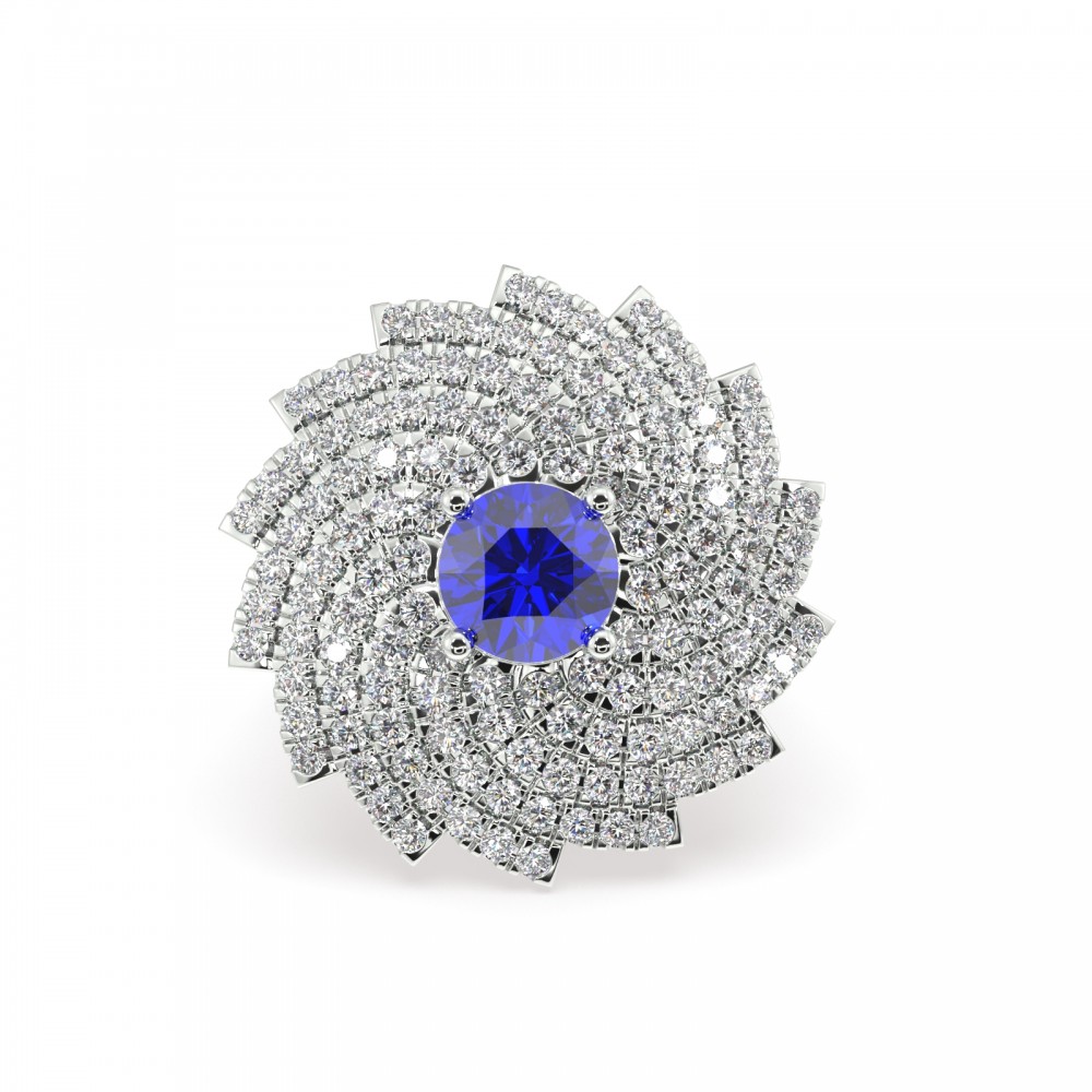 Ring with 2.20 ct Diamonds and 1.57 ct Tanzanite