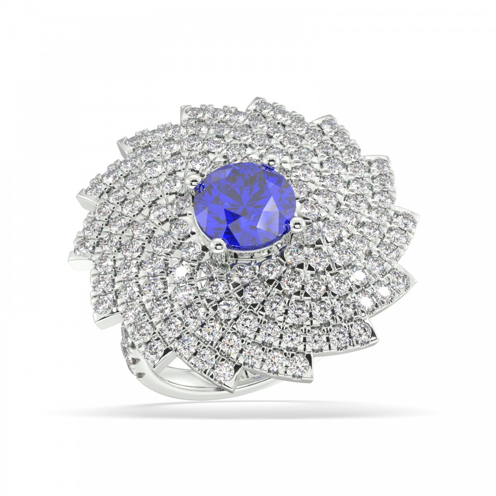 Ring with 2.20 ct Diamonds and 1.57 ct Tanzanite