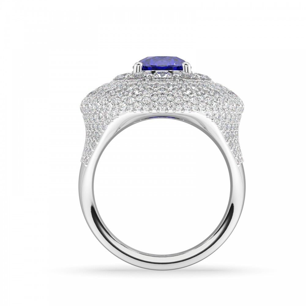 Ring with 2.65 ct Diamonds and 1.43 ct Tanzanite