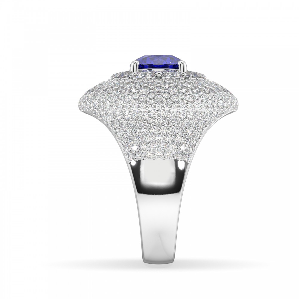 Ring with 2.65 ct Diamonds and 1.43 ct Tanzanite