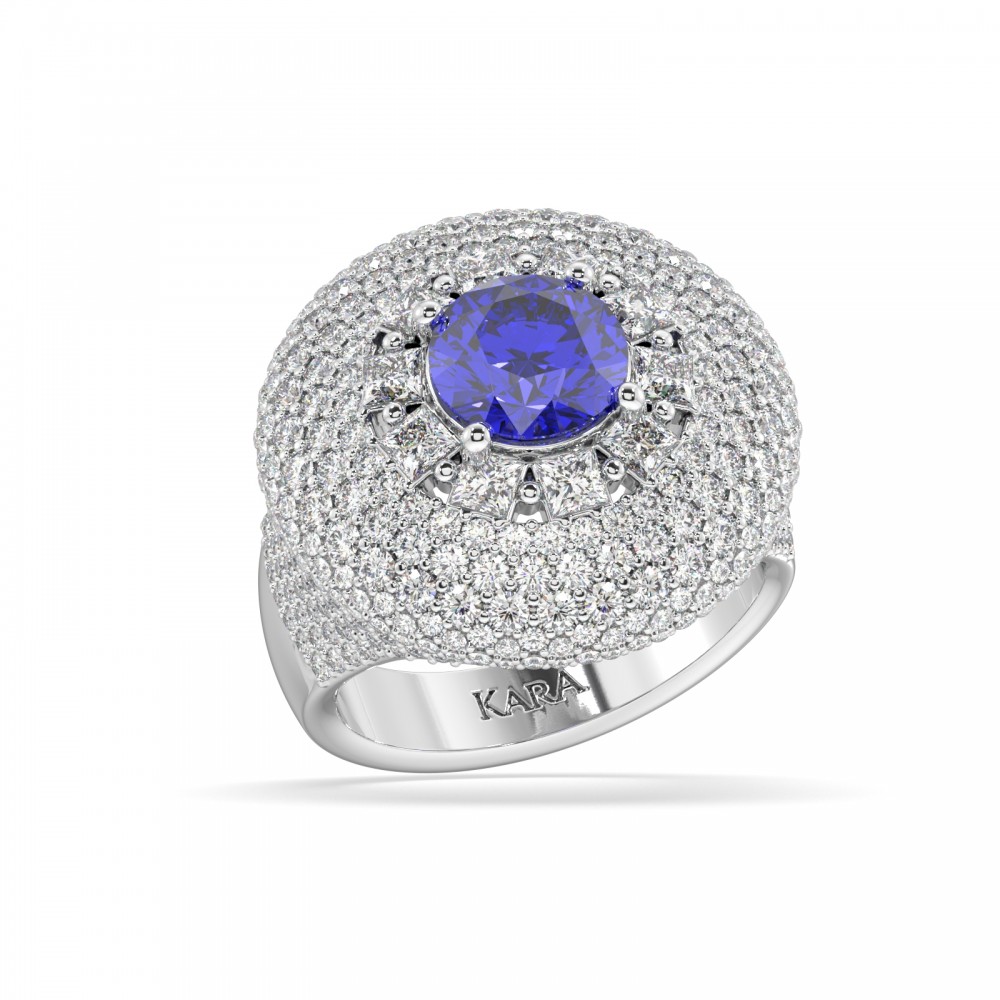 Ring with 2.65 ct Diamonds and 1.43 ct Tanzanite