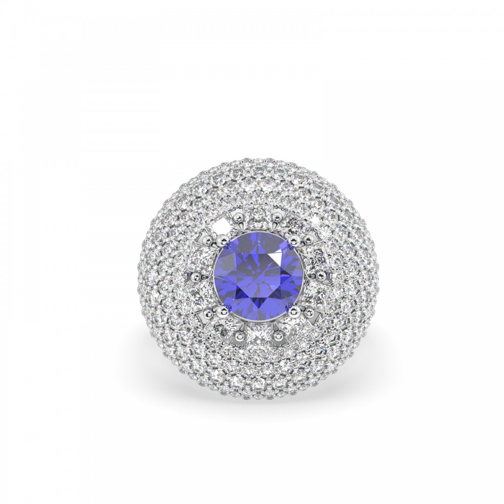 Ring with 2.65 ct Diamonds and 1.43 ct Tanzanite