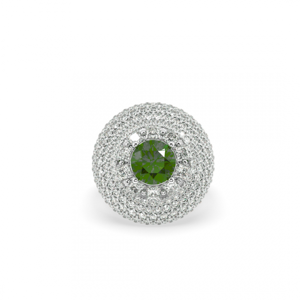 Ring with 2.67 ct Diamonds and 1.10 ct Emerald