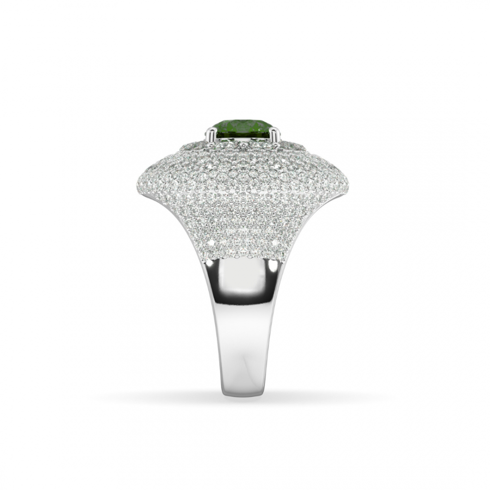 Ring with 2.67 ct Diamonds and 1.10 ct Emerald