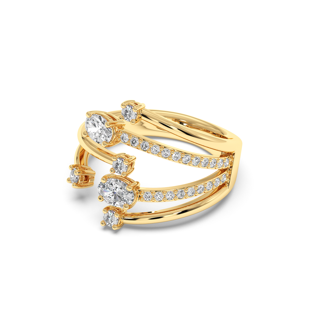 Ring with oval diamonds of 0.48 ct and round diamonds of 0.37 ct