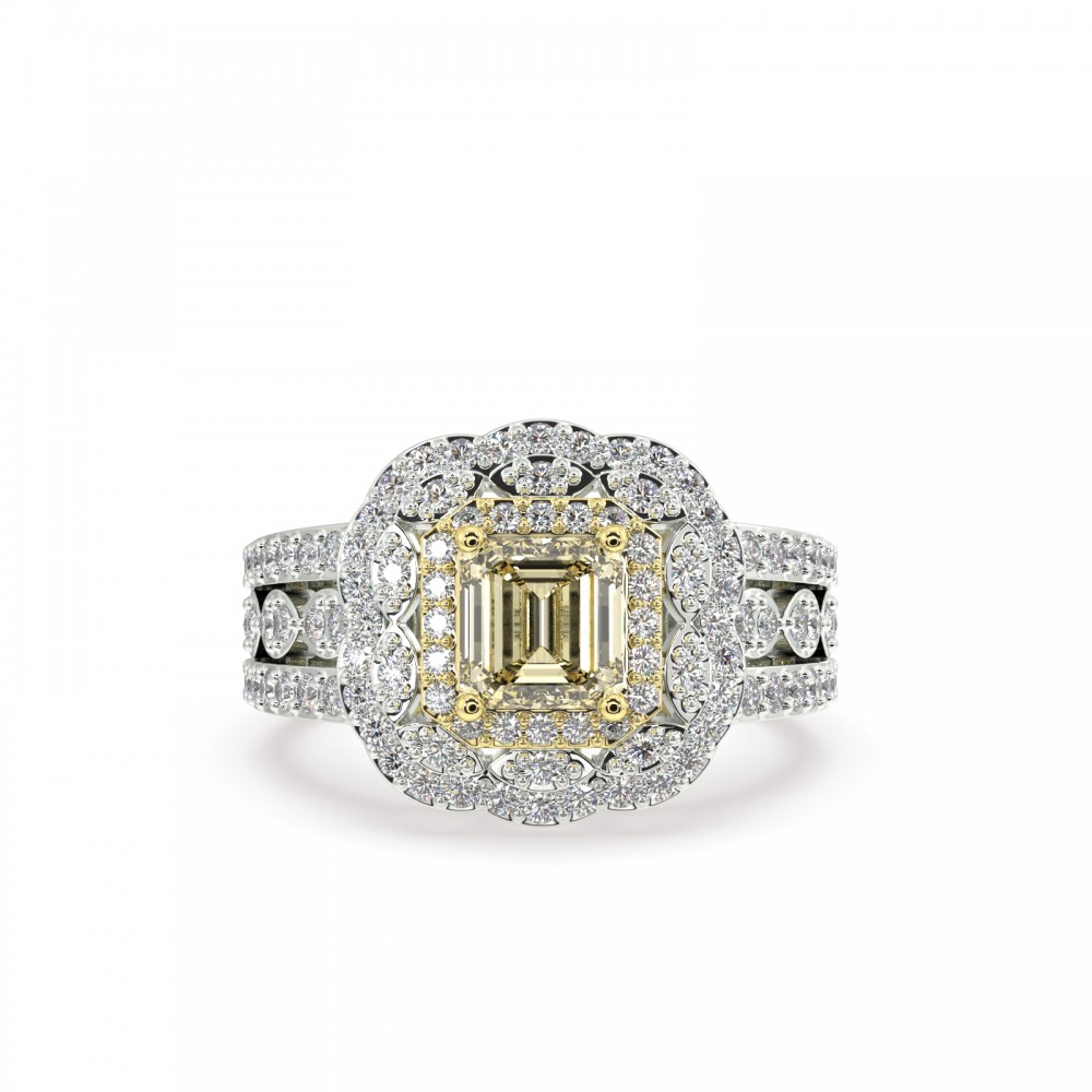 Ring with 0.92ct Fancy Diamonds and 0.65ct Diamonds