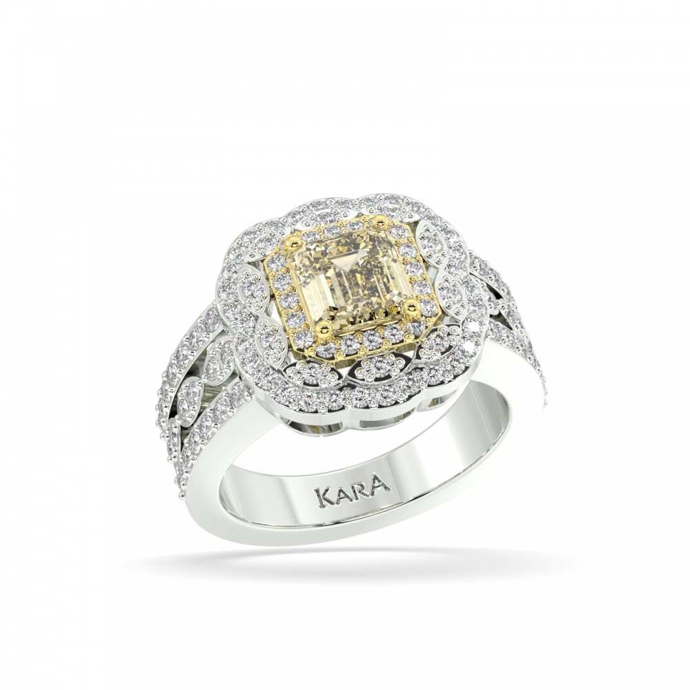 Ring with 0.92ct Fancy Diamonds and 0.65ct Diamonds