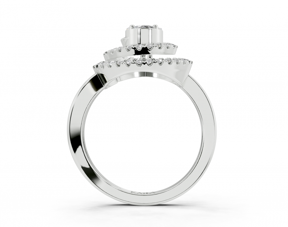 Ring with 0.10 ct Marquise Cut diamonds, 0.04 ct Princess Cut diamonds and 0.26 ct round diamonds