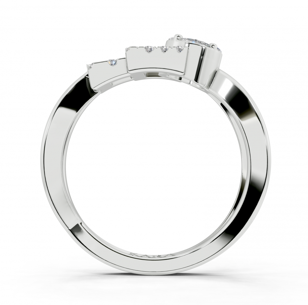 Ring with 0.10 ct Marquise Cut diamonds, 0.05 ct Princess Cut diamonds and 0.12 ct round diamonds