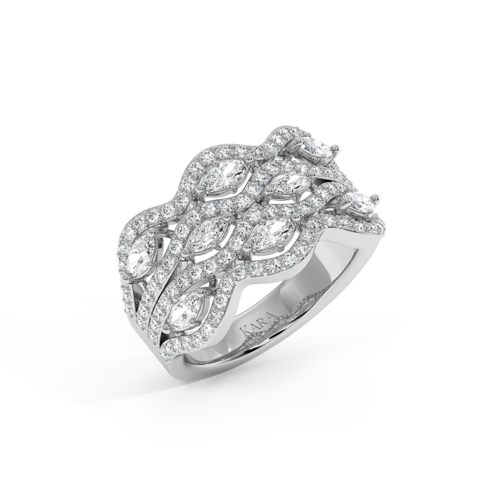 Ring with 0.83 ct Marquise Diamonds and 0.47 ct round diamonds