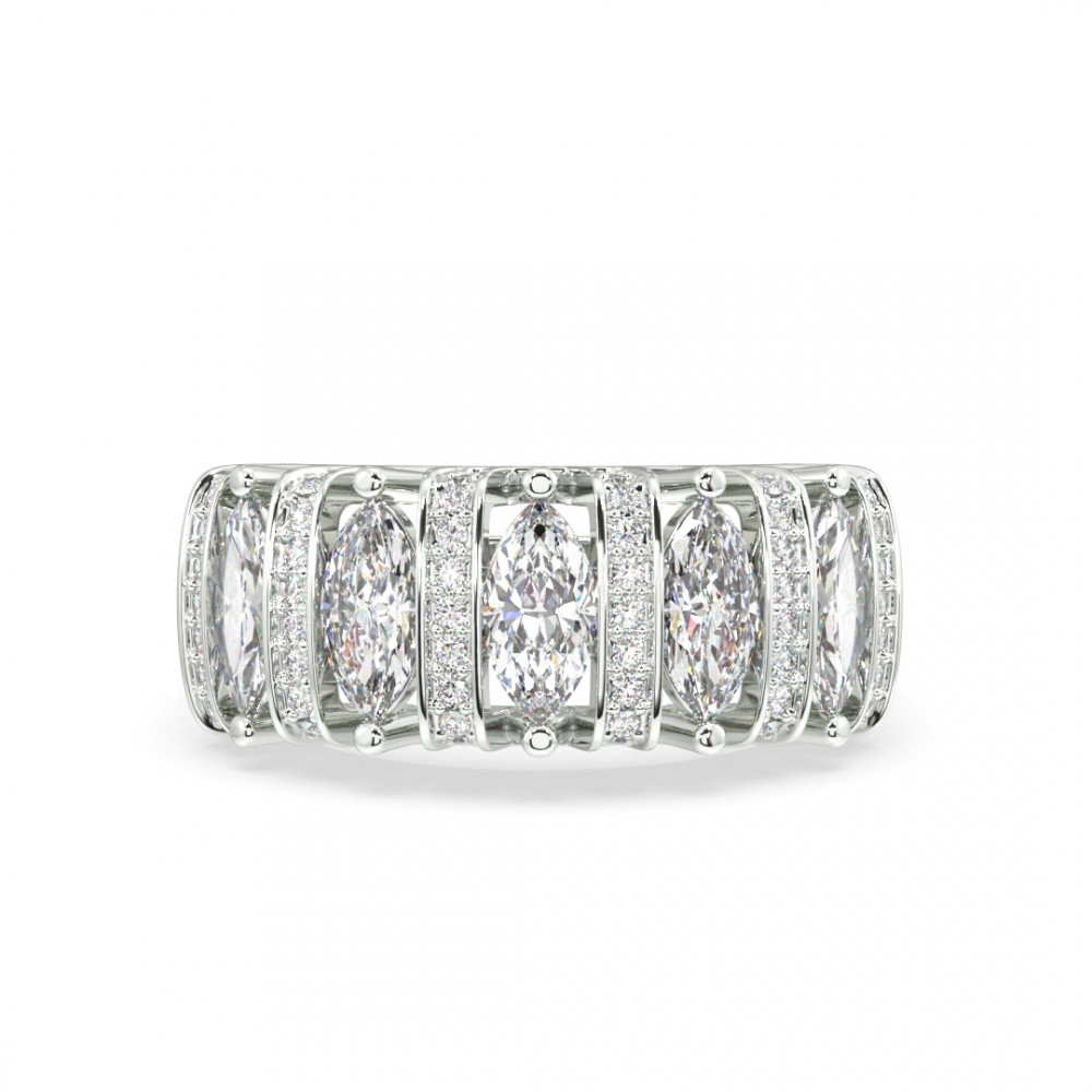 Ring with 1.21 ct Marquise diamonds and 0.23 ct round diamonds