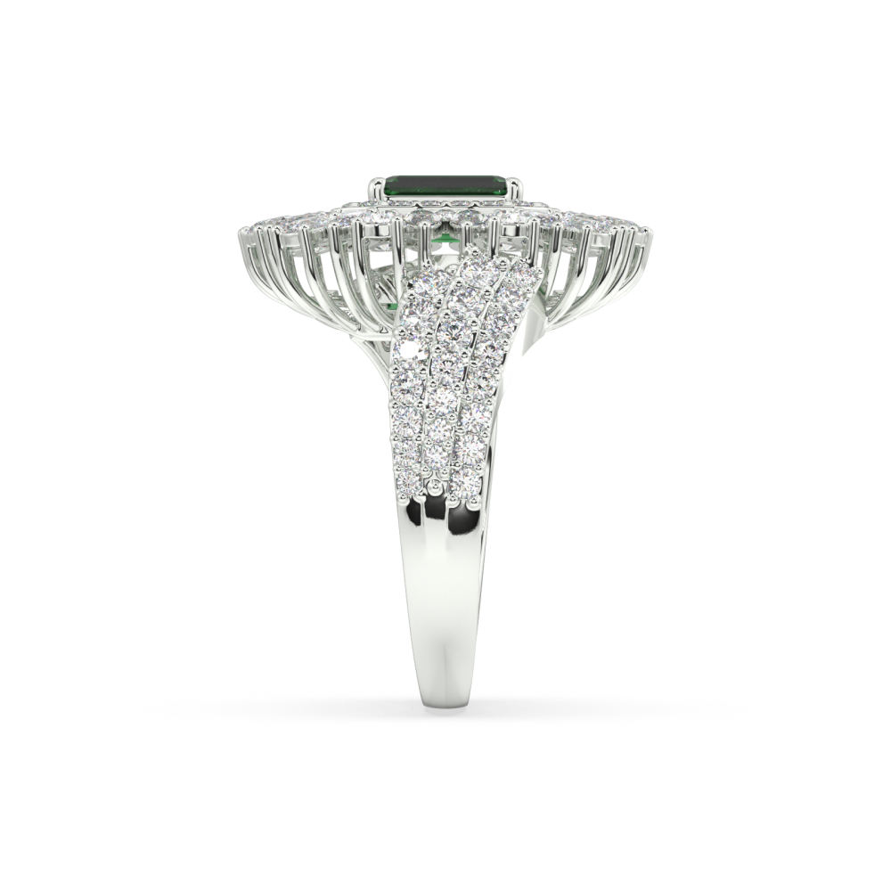 0.91 ct Mix and 1.81 ct Emerald diamond ring