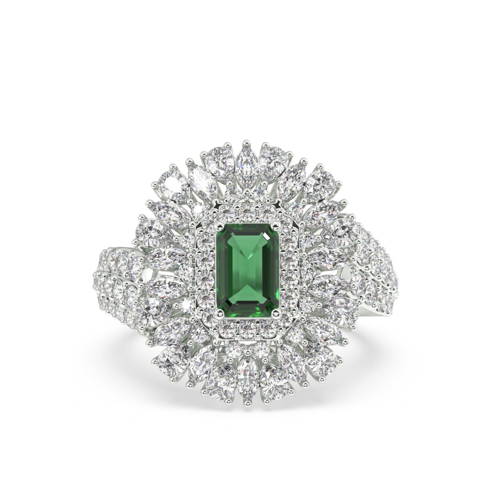 0.91 ct Mix and 1.81 ct Emerald diamond ring