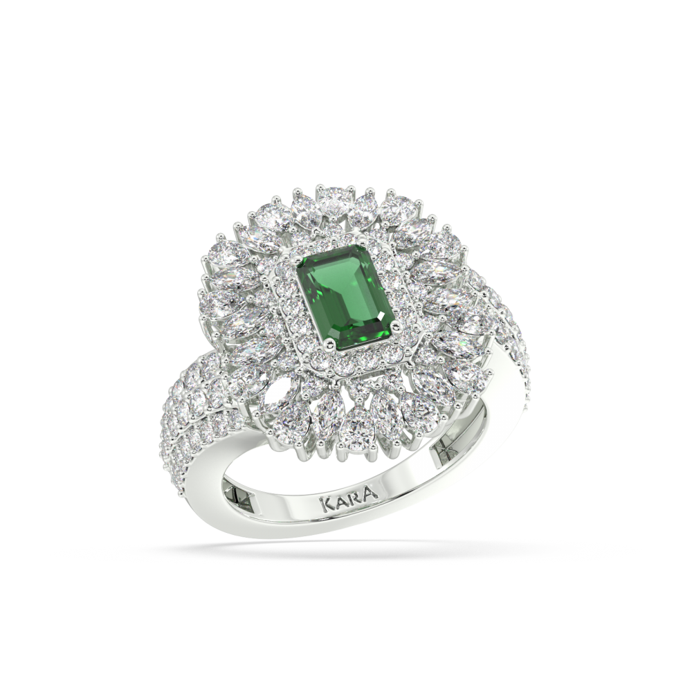 0.91 ct Mix and 1.81 ct Emerald diamond ring
