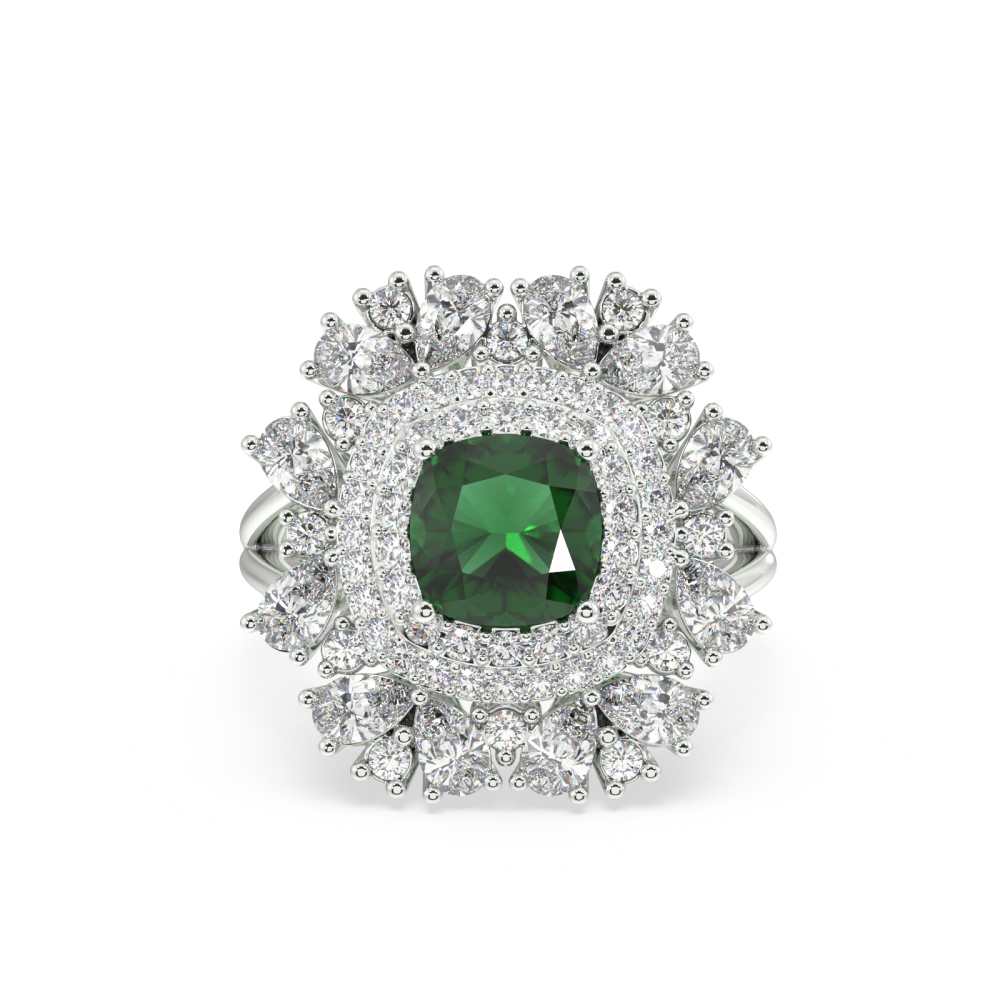 1.63 ct Mix and 1.68 ct Emerald diamond ring