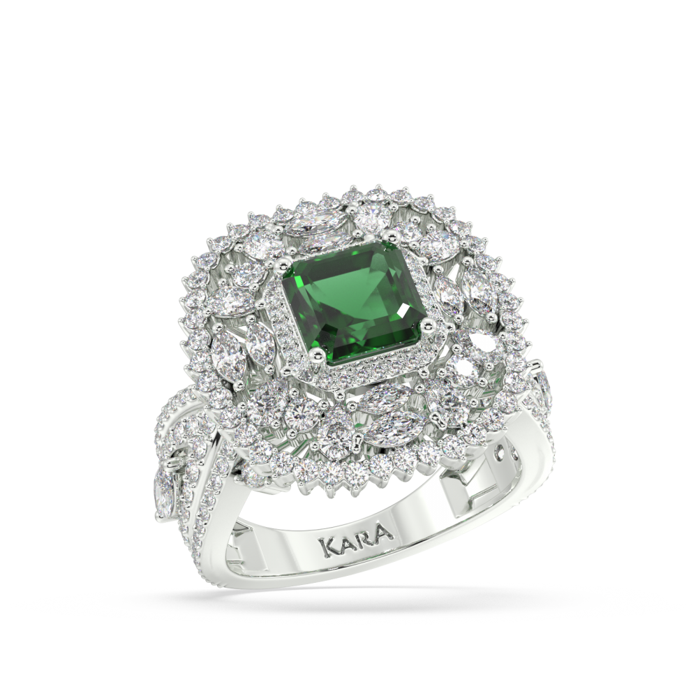 1.72 ct Mix and 1.73 ct Emerald diamond ring