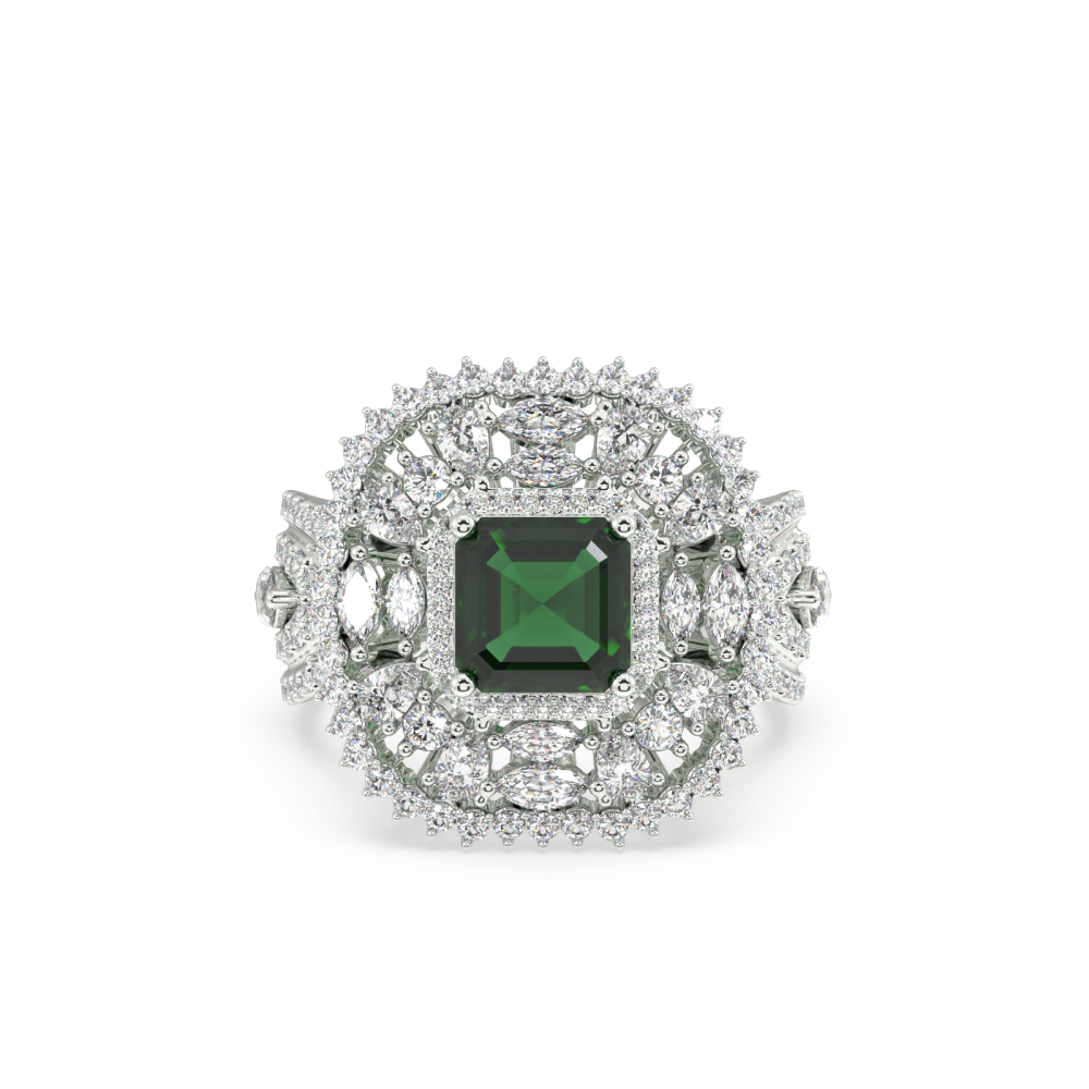 1.72 ct Mix and 1.73 ct Emerald diamond ring