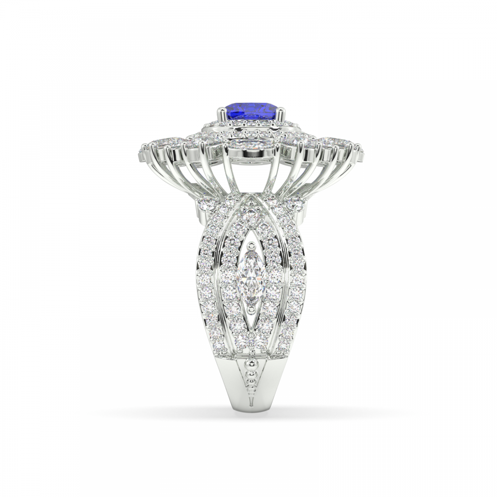Ring with 2.16 ct Mix diamonds and 1.12 ct Tanzanite
