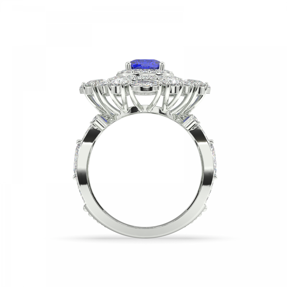 Ring with 2.16 ct Mix diamonds and 1.12 ct Tanzanite